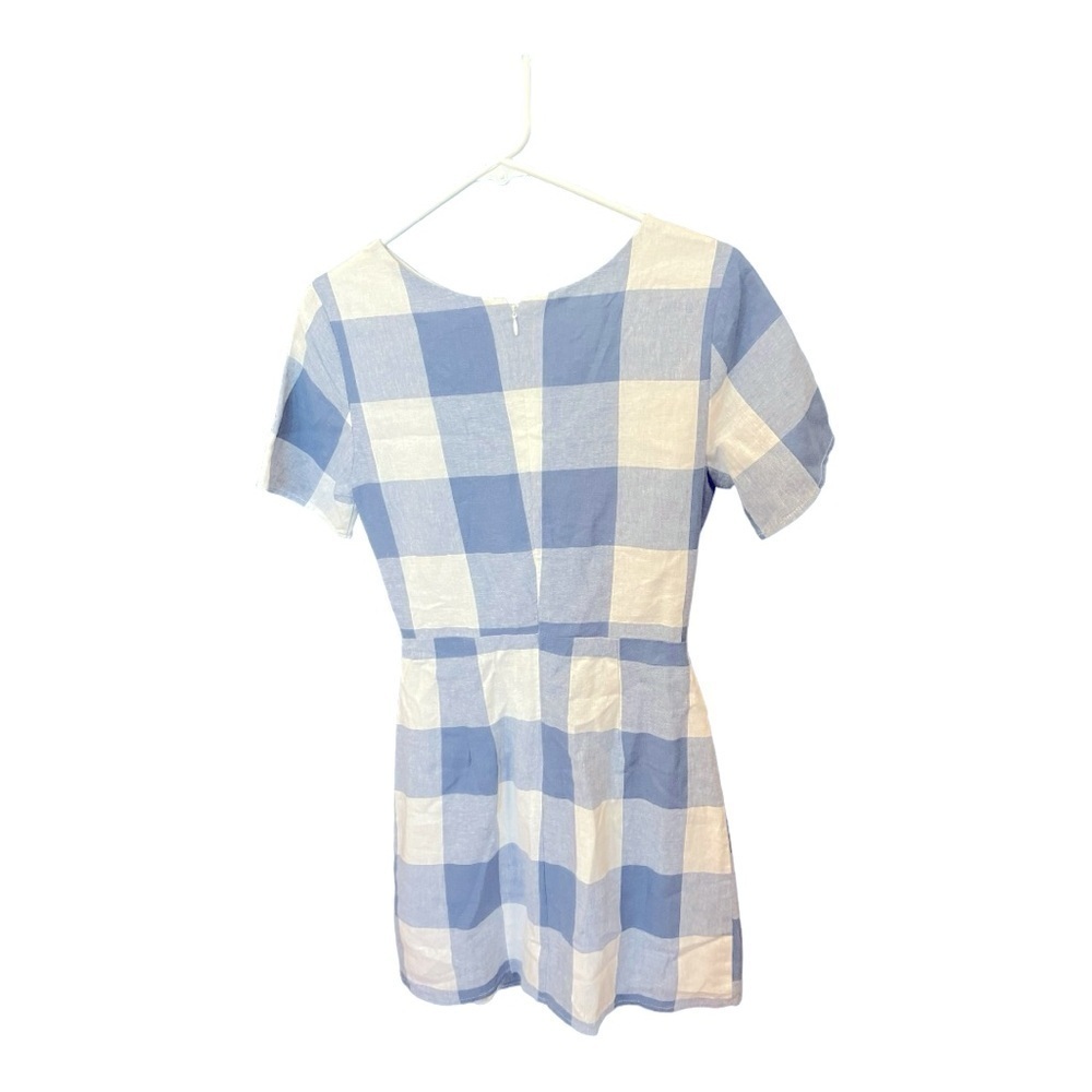 Lucca Linen Blend Blue Checked Mini Dress XS - Picture 9 of 10